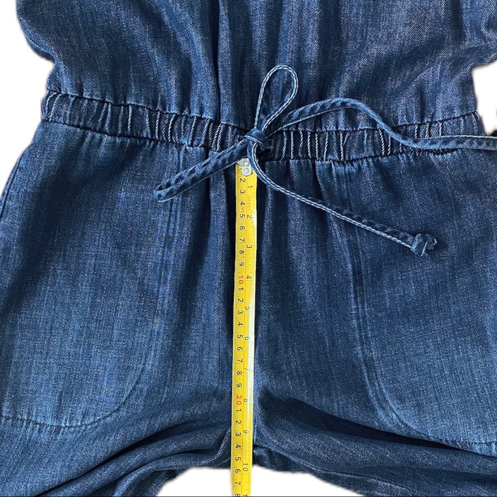 Cloth & Stone Bella Dahl Denim Wide Leg Jumpsuit Raw Hem High Neck Halter Romper - Picture 11 of 15